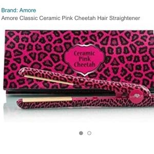 Pink cheetah flat iron by Amore